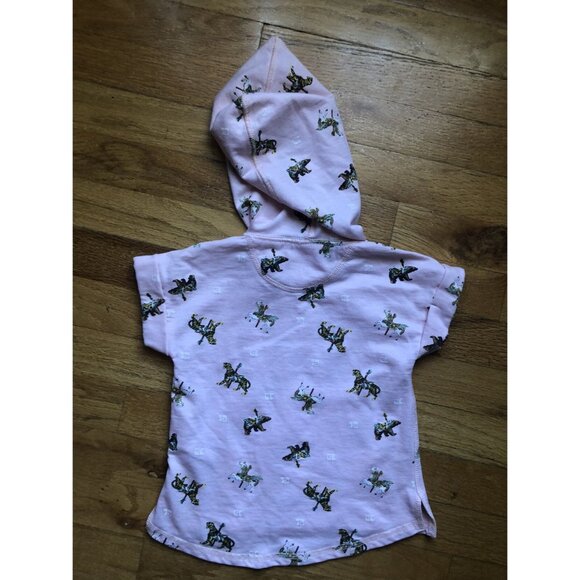 Joe Fresh 2T Pink Carousel Animals Short Sleeve Sweatshirt - Picture 4 of 4